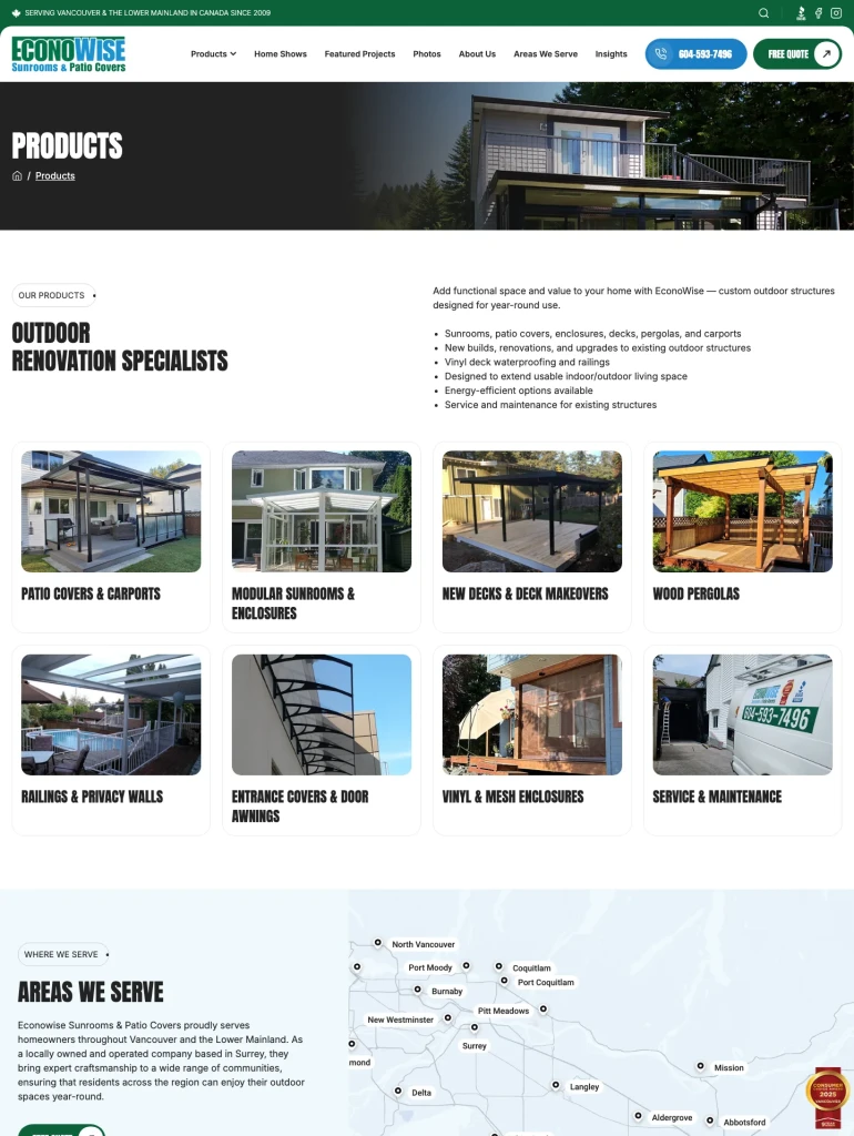 Econowise Sunrooms & Patio Covers desktop page 2