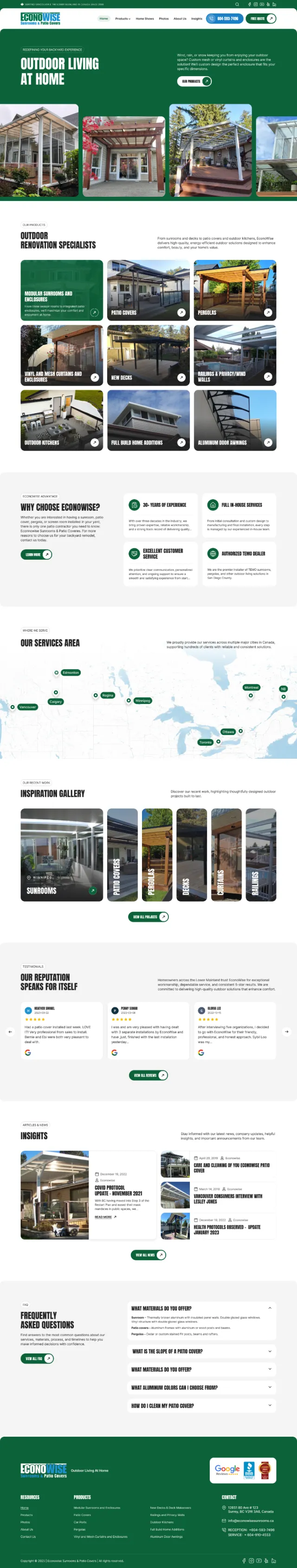 Econowise website on desktop