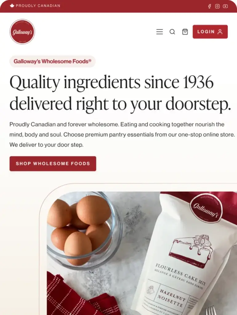 Galloway's Wholesome Foods homepage