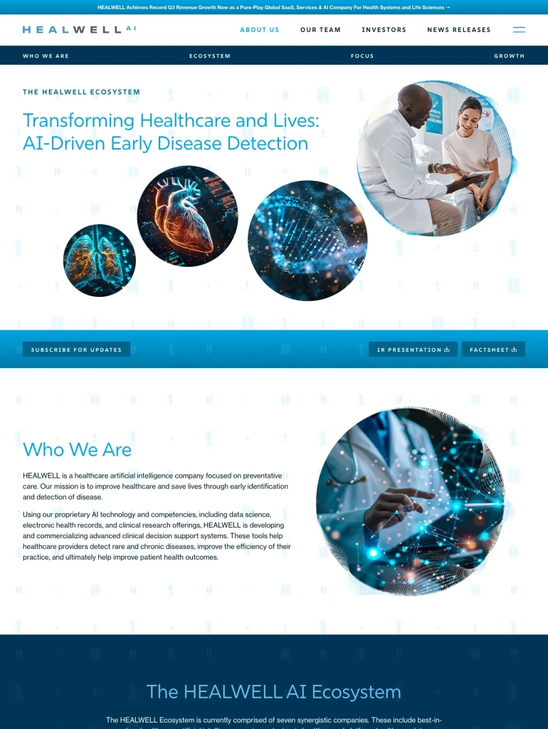 HEALWELL AI desktop page 2